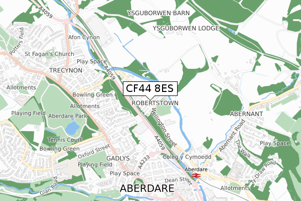 CF44 8ES map - small scale - OS Open Zoomstack (Ordnance Survey)