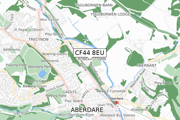 CF44 8EU map - small scale - OS Open Zoomstack (Ordnance Survey)