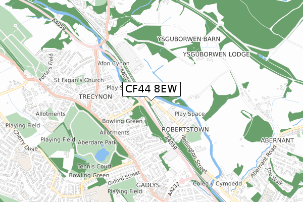 CF44 8EW map - small scale - OS Open Zoomstack (Ordnance Survey)