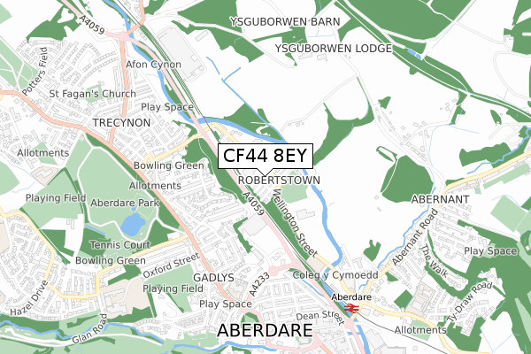 CF44 8EY map - small scale - OS Open Zoomstack (Ordnance Survey)