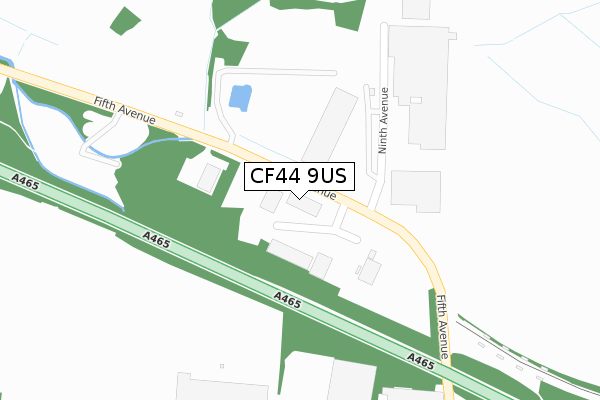 CF44 9US map - large scale - OS Open Zoomstack (Ordnance Survey)