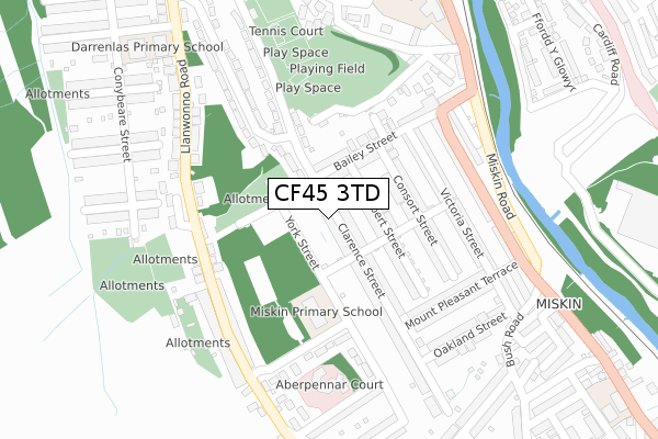 CF45 3TD map - large scale - OS Open Zoomstack (Ordnance Survey)