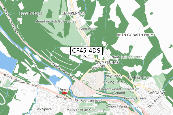 CF45 4DS map - small scale - OS Open Zoomstack (Ordnance Survey)