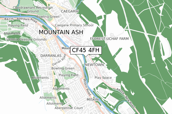 CF45 4FH map - small scale - OS Open Zoomstack (Ordnance Survey)