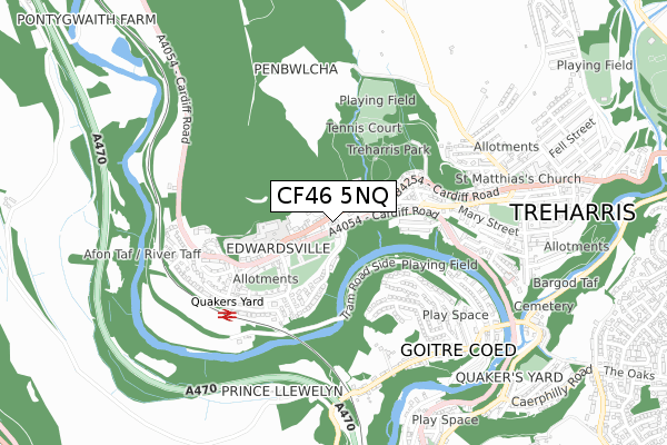 CF46 5NQ map - small scale - OS Open Zoomstack (Ordnance Survey)