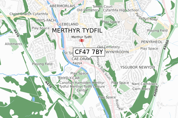 CF47 7BY map - small scale - OS Open Zoomstack (Ordnance Survey)