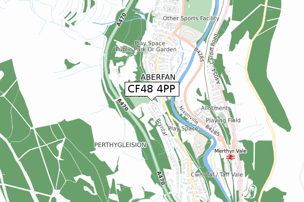 CF48 4PP map - small scale - OS Open Zoomstack (Ordnance Survey)