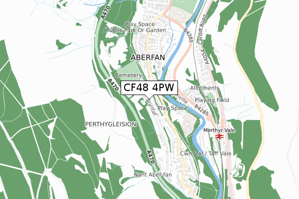 CF48 4PW map - small scale - OS Open Zoomstack (Ordnance Survey)