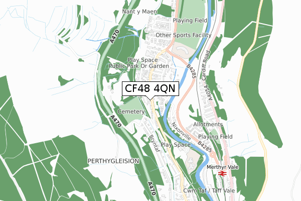 CF48 4QN map - small scale - OS Open Zoomstack (Ordnance Survey)