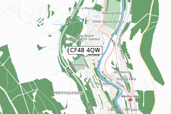 CF48 4QW map - small scale - OS Open Zoomstack (Ordnance Survey)