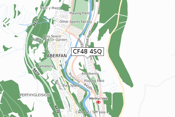 CF48 4SQ map - small scale - OS Open Zoomstack (Ordnance Survey)