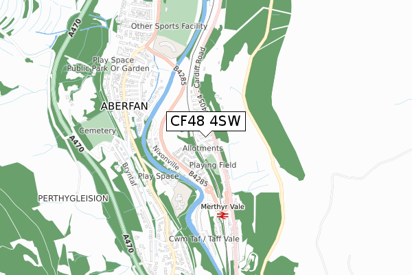 CF48 4SW map - small scale - OS Open Zoomstack (Ordnance Survey)