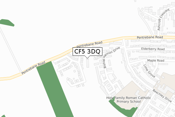 CF5 3DQ map - large scale - OS Open Zoomstack (Ordnance Survey)