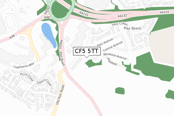 CF5 5TT map - large scale - OS Open Zoomstack (Ordnance Survey)