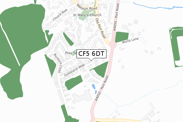 CF5 6DT map - large scale - OS Open Zoomstack (Ordnance Survey)