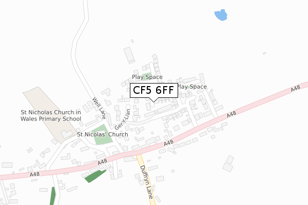 CF5 6FF map - large scale - OS Open Zoomstack (Ordnance Survey)