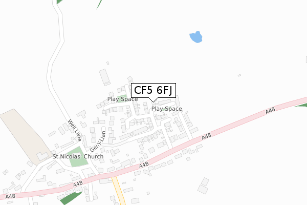 CF5 6FJ map - large scale - OS Open Zoomstack (Ordnance Survey)