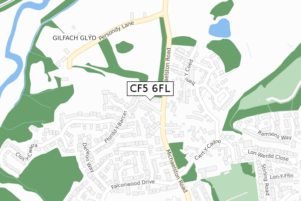 CF5 6FL map - large scale - OS Open Zoomstack (Ordnance Survey)