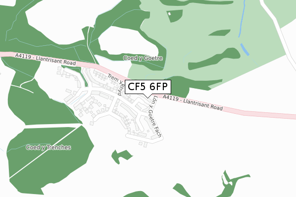 CF5 6FP map - large scale - OS Open Zoomstack (Ordnance Survey)