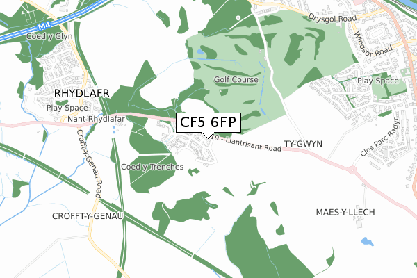 CF5 6FP map - small scale - OS Open Zoomstack (Ordnance Survey)