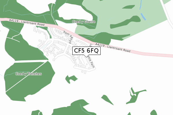 CF5 6FQ map - large scale - OS Open Zoomstack (Ordnance Survey)