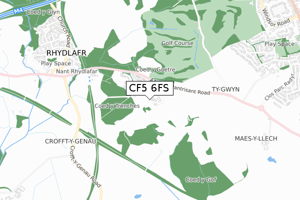 CF5 6FS map - small scale - OS Open Zoomstack (Ordnance Survey)