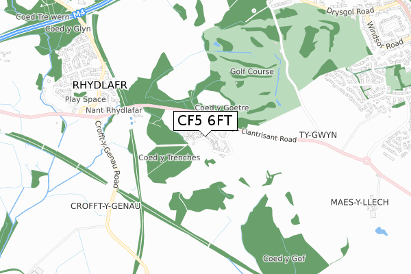 CF5 6FT map - small scale - OS Open Zoomstack (Ordnance Survey)