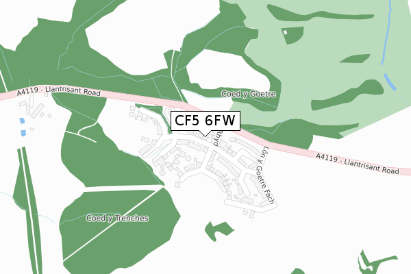 CF5 6FW map - large scale - OS Open Zoomstack (Ordnance Survey)