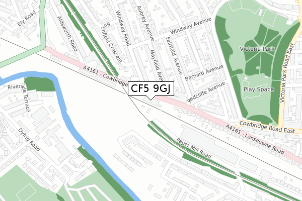 CF5 9GJ map - large scale - OS Open Zoomstack (Ordnance Survey)