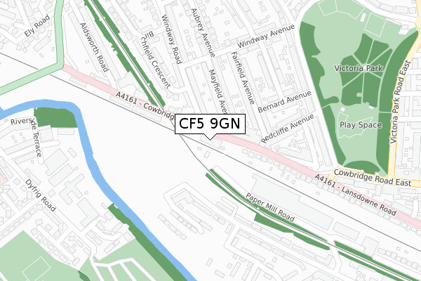 CF5 9GN map - large scale - OS Open Zoomstack (Ordnance Survey)