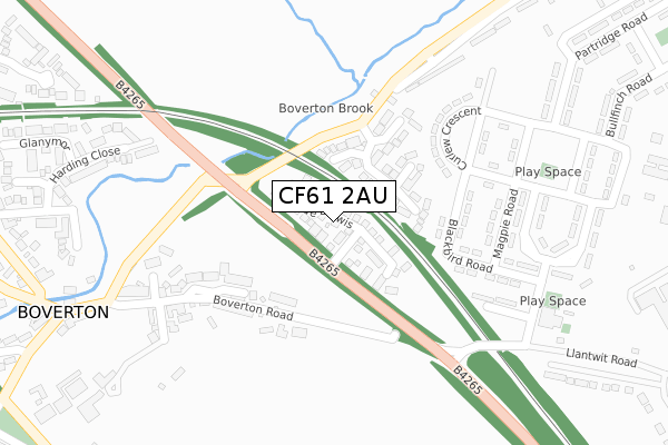 CF61 2AU map - large scale - OS Open Zoomstack (Ordnance Survey)