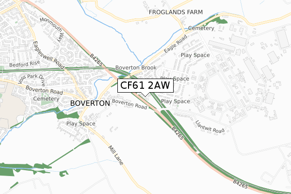 CF61 2AW map - small scale - OS Open Zoomstack (Ordnance Survey)