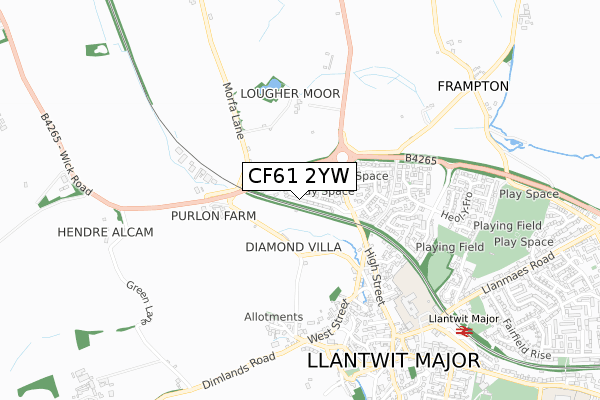 CF61 2YW map - small scale - OS Open Zoomstack (Ordnance Survey)