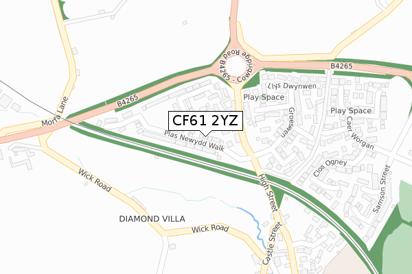 CF61 2YZ map - large scale - OS Open Zoomstack (Ordnance Survey)