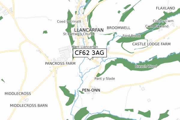 CF62 3AG map - small scale - OS Open Zoomstack (Ordnance Survey)