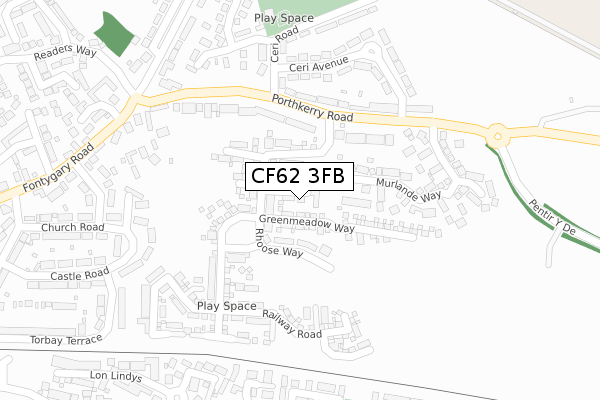 CF62 3FB map - large scale - OS Open Zoomstack (Ordnance Survey)