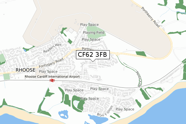 CF62 3FB map - small scale - OS Open Zoomstack (Ordnance Survey)