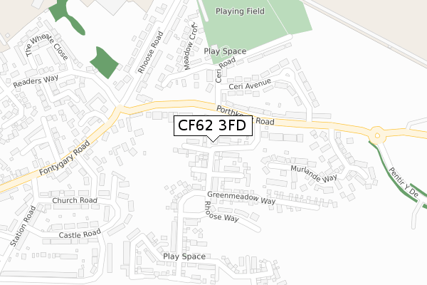 CF62 3FD map - large scale - OS Open Zoomstack (Ordnance Survey)