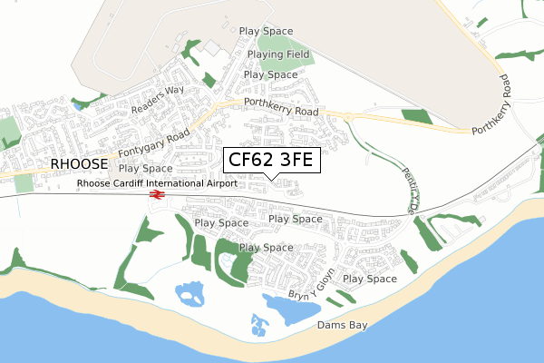 CF62 3FE map - small scale - OS Open Zoomstack (Ordnance Survey)