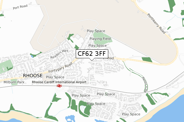 CF62 3FF map - small scale - OS Open Zoomstack (Ordnance Survey)