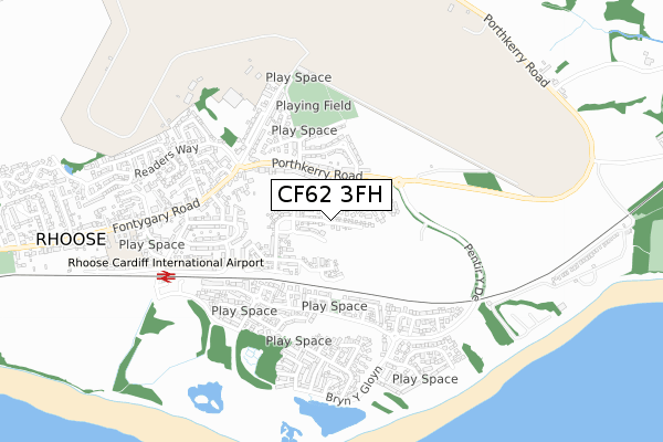 CF62 3FH map - small scale - OS Open Zoomstack (Ordnance Survey)