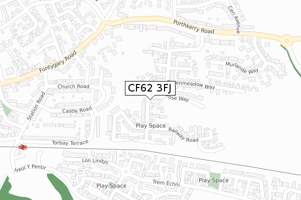 CF62 3FJ map - large scale - OS Open Zoomstack (Ordnance Survey)