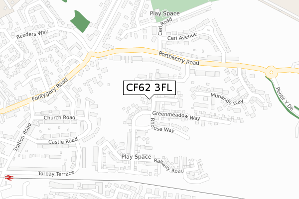 CF62 3FL map - large scale - OS Open Zoomstack (Ordnance Survey)