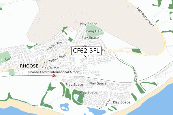 CF62 3FL map - small scale - OS Open Zoomstack (Ordnance Survey)