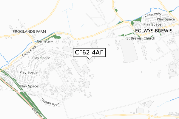 CF62 4AF map - small scale - OS Open Zoomstack (Ordnance Survey)