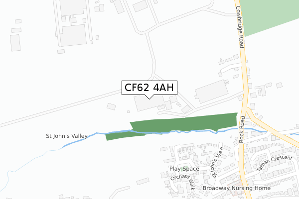 CF62 4AH map - large scale - OS Open Zoomstack (Ordnance Survey)