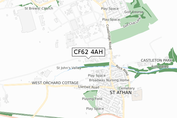 CF62 4AH map - small scale - OS Open Zoomstack (Ordnance Survey)