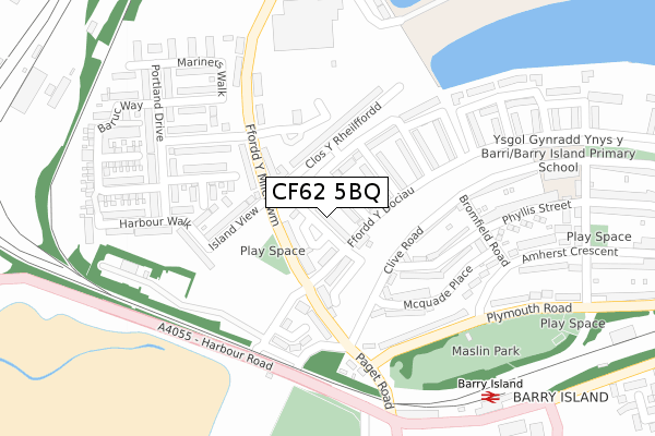 CF62 5BQ map - large scale - OS Open Zoomstack (Ordnance Survey)