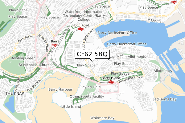 CF62 5BQ map - small scale - OS Open Zoomstack (Ordnance Survey)