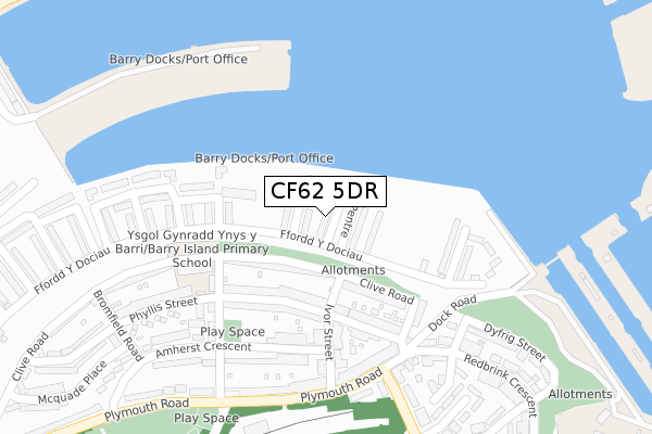 CF62 5DR map - large scale - OS Open Zoomstack (Ordnance Survey)